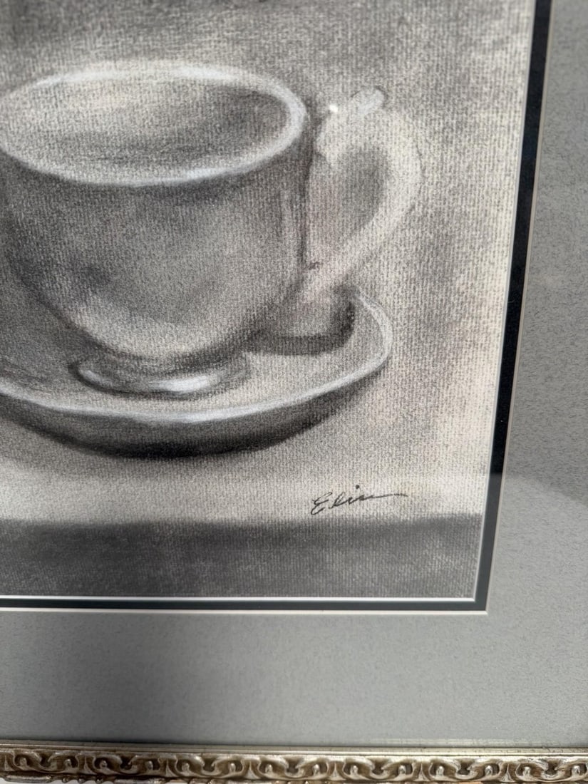 Signed Original Charcoal Still Life Drawing "Elise" Malibu Gallery - 3