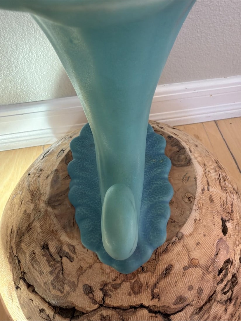 Antique Van Briggle Cornucopia Vase Matte Turquoise Colorado Springs 8 Inch - 6