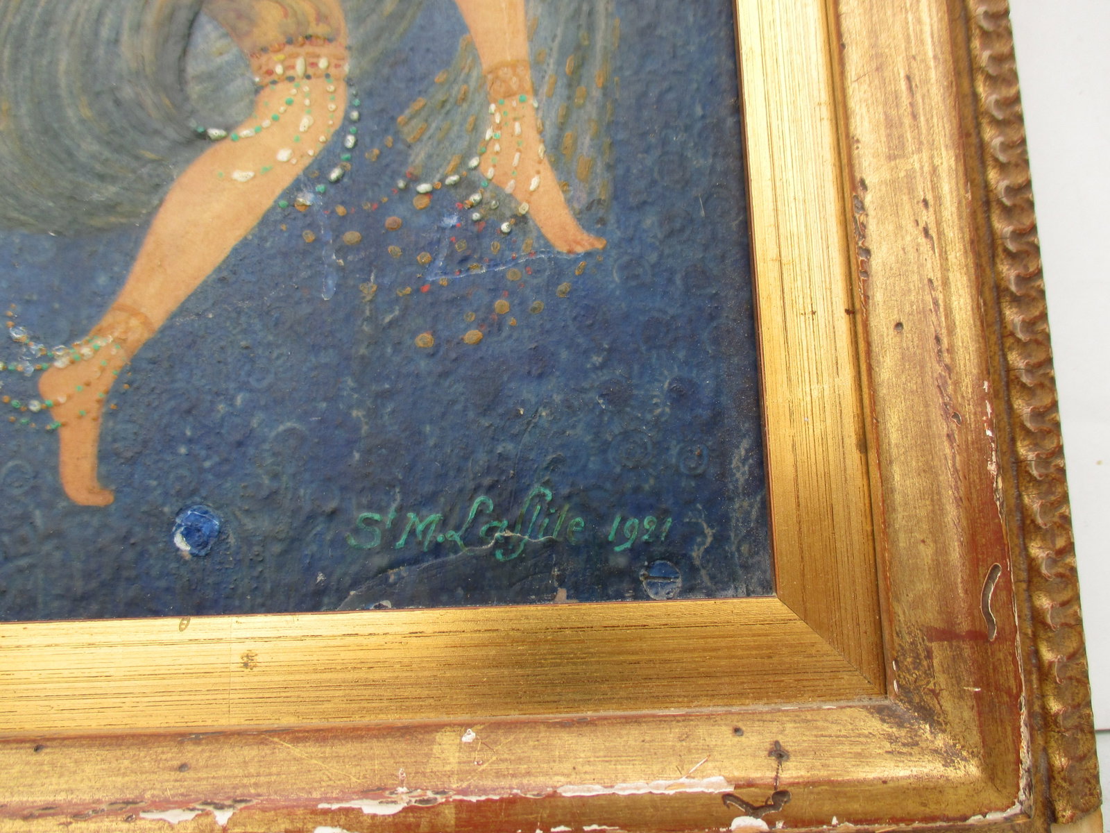 Art Deco Dancer Mixed Media Painting 1921 - 6