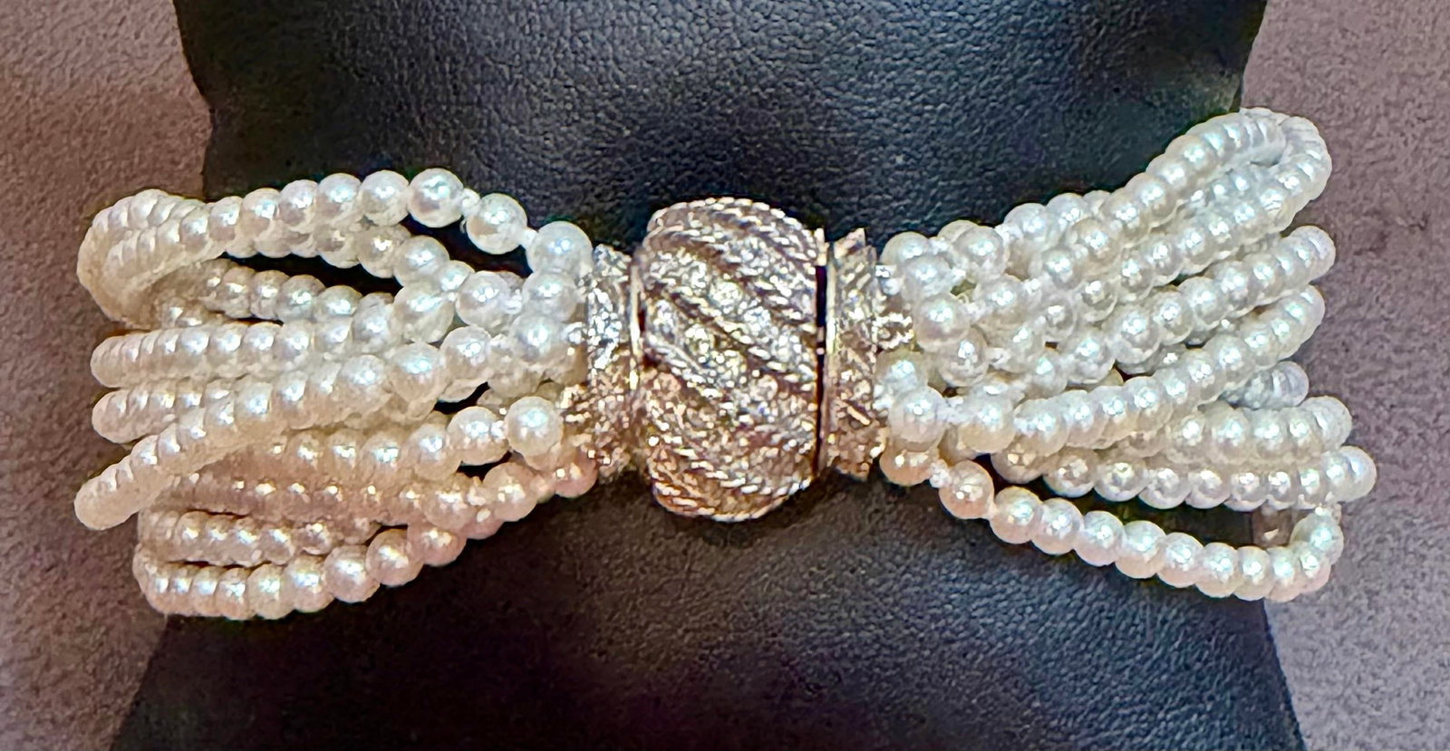 3.1 Mm Akoya Japanies Pearl Multi Strand Bracelet, 14kwg Diamond Clasp, 8 Inch - 10