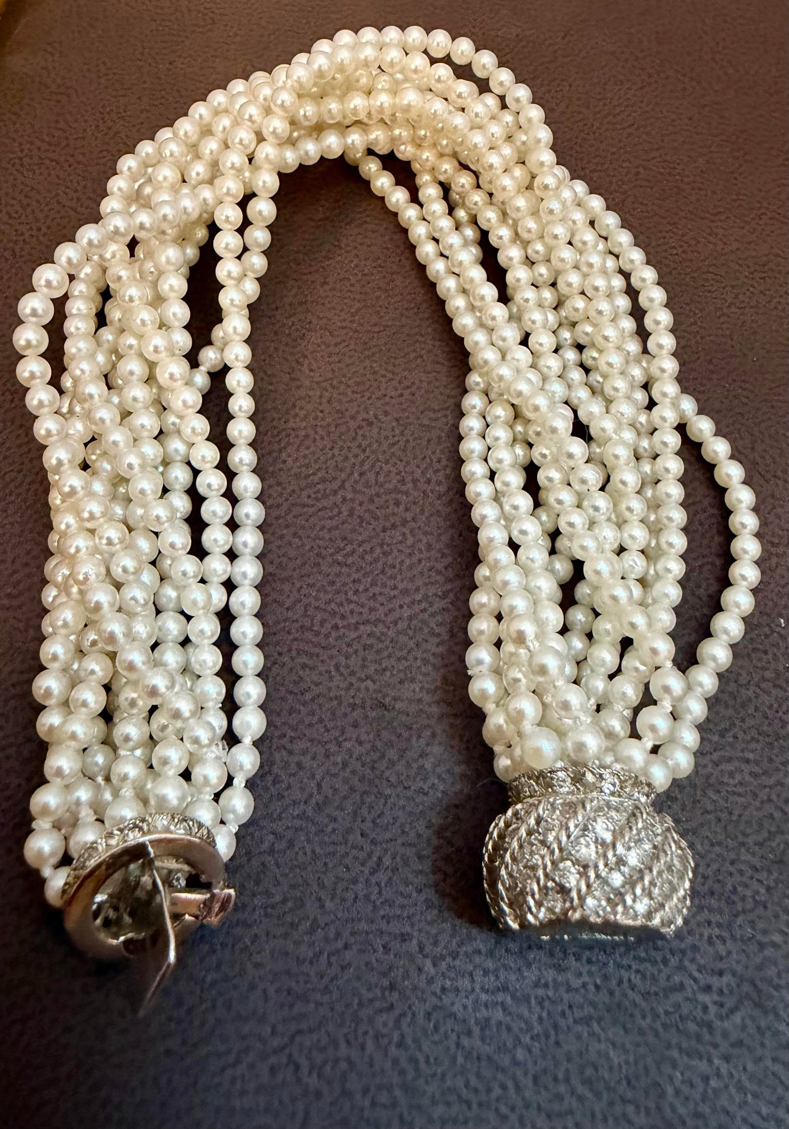 3.1 Mm Akoya Japanies Pearl Multi Strand Bracelet, 14kwg Diamond Clasp, 8 Inch - 2