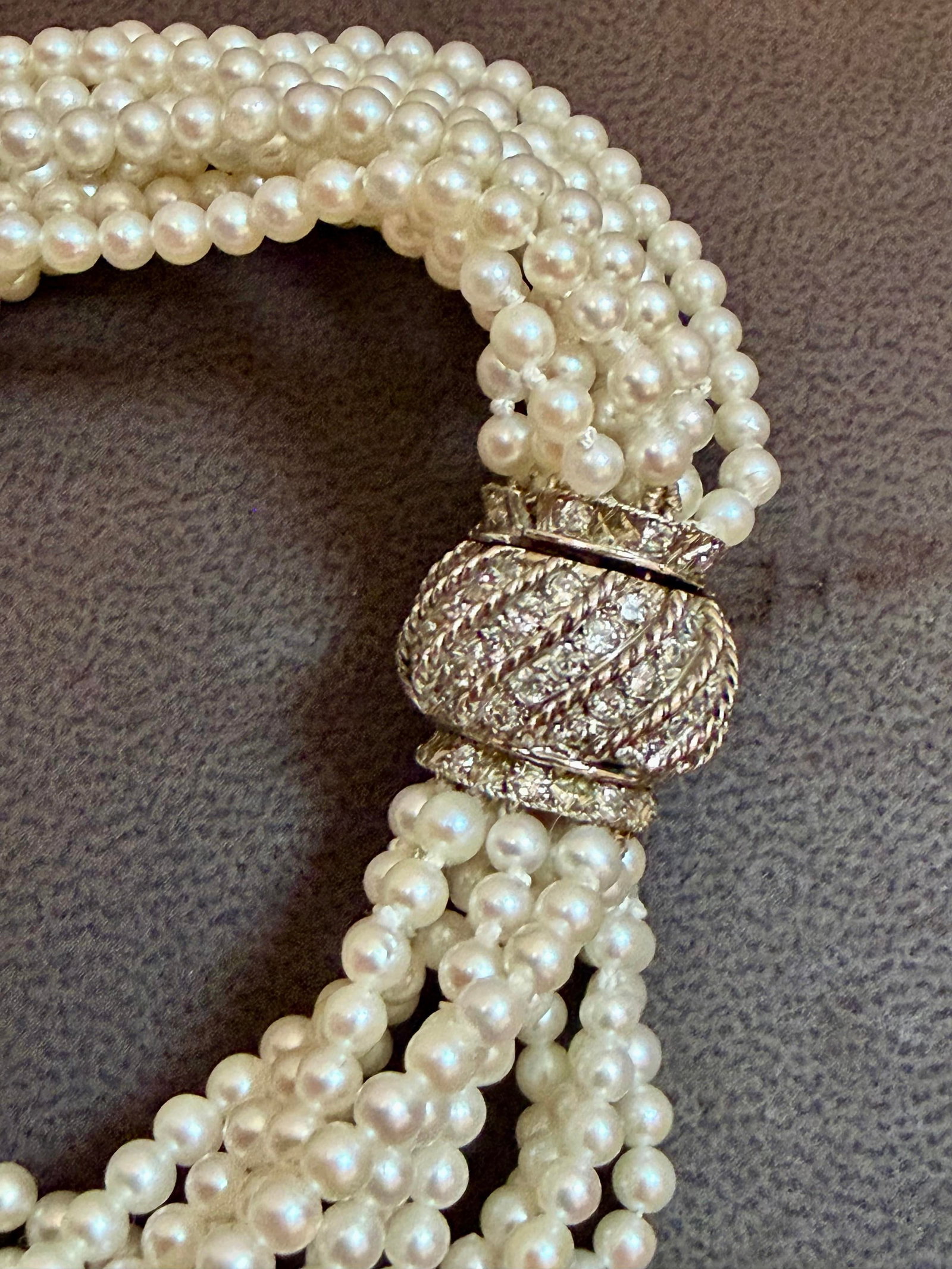 3.1 Mm Akoya Japanies Pearl Multi Strand Bracelet, 14kwg Diamond Clasp, 8 Inch - 6