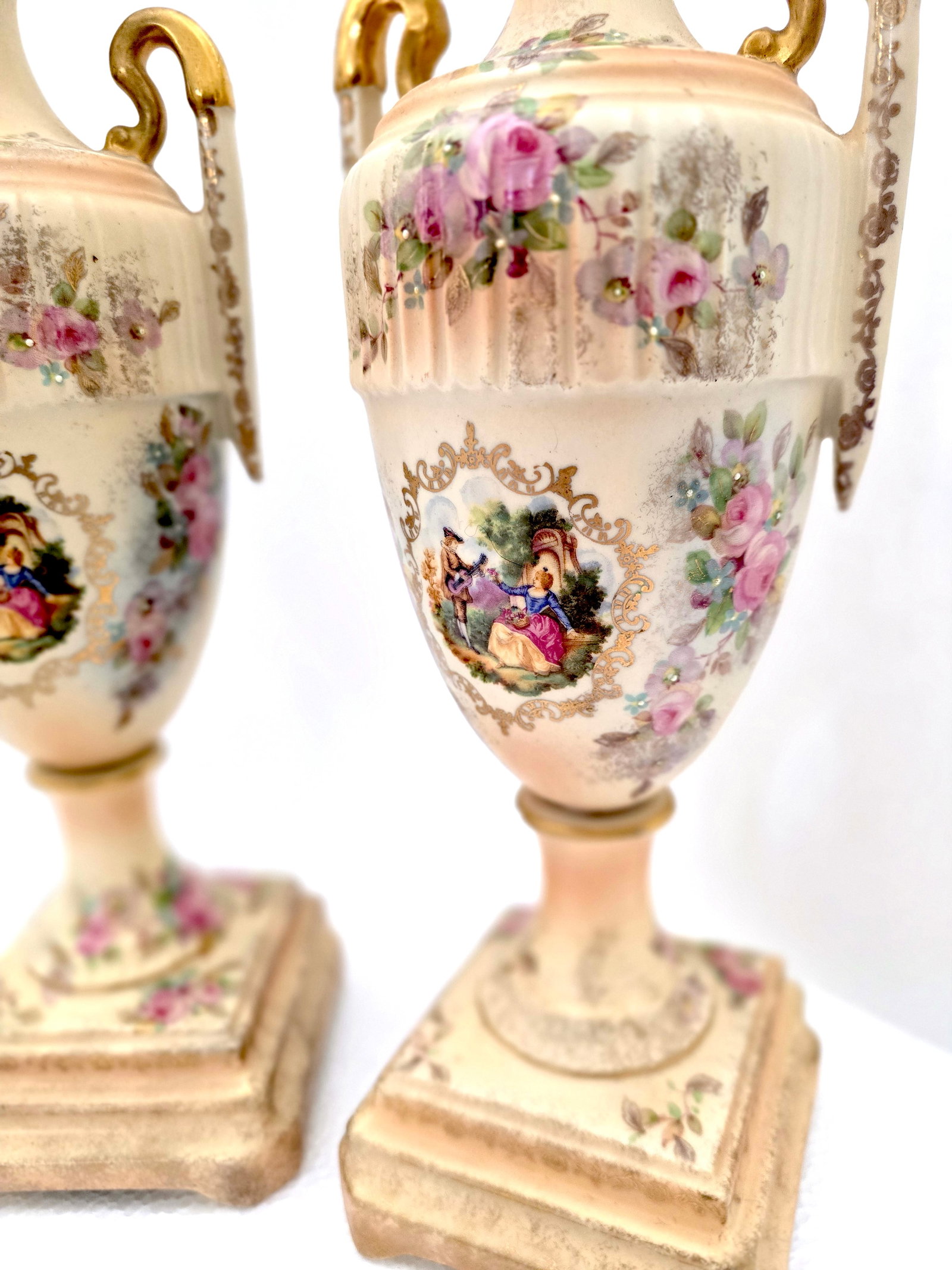Pair of Antique French Sevres-Style Porcelain Vases - 3