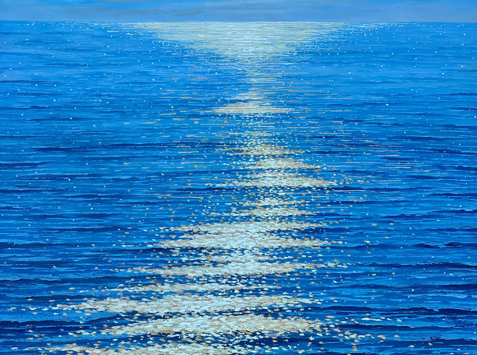 Moonpath "” Seascape Original Oil Painting, Unstretched, by Samuel H. - 6
