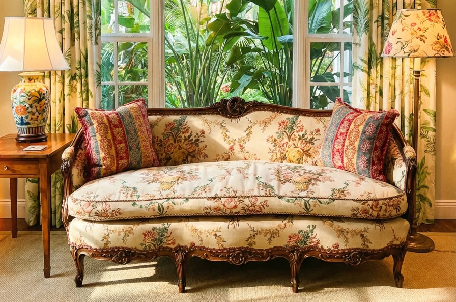 Mid 20th Century Louis XV Carved Walnut Settee | Newly Upholstered French Linen & Down Cushion | Pal - 10