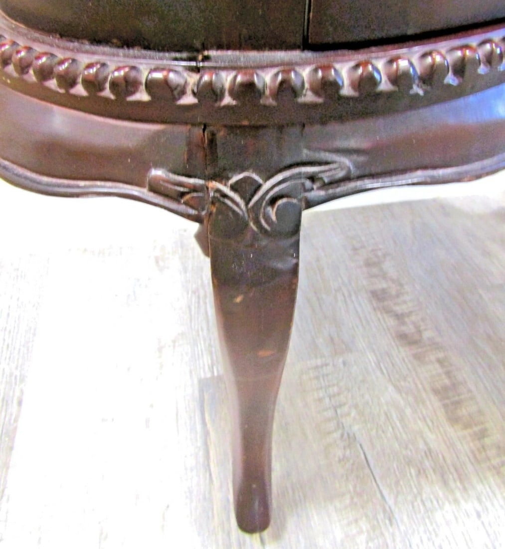 1930's Queen Anne Mahogany Kidney Shaped Beveled Glass Tray Top Drink Cabinet - 8