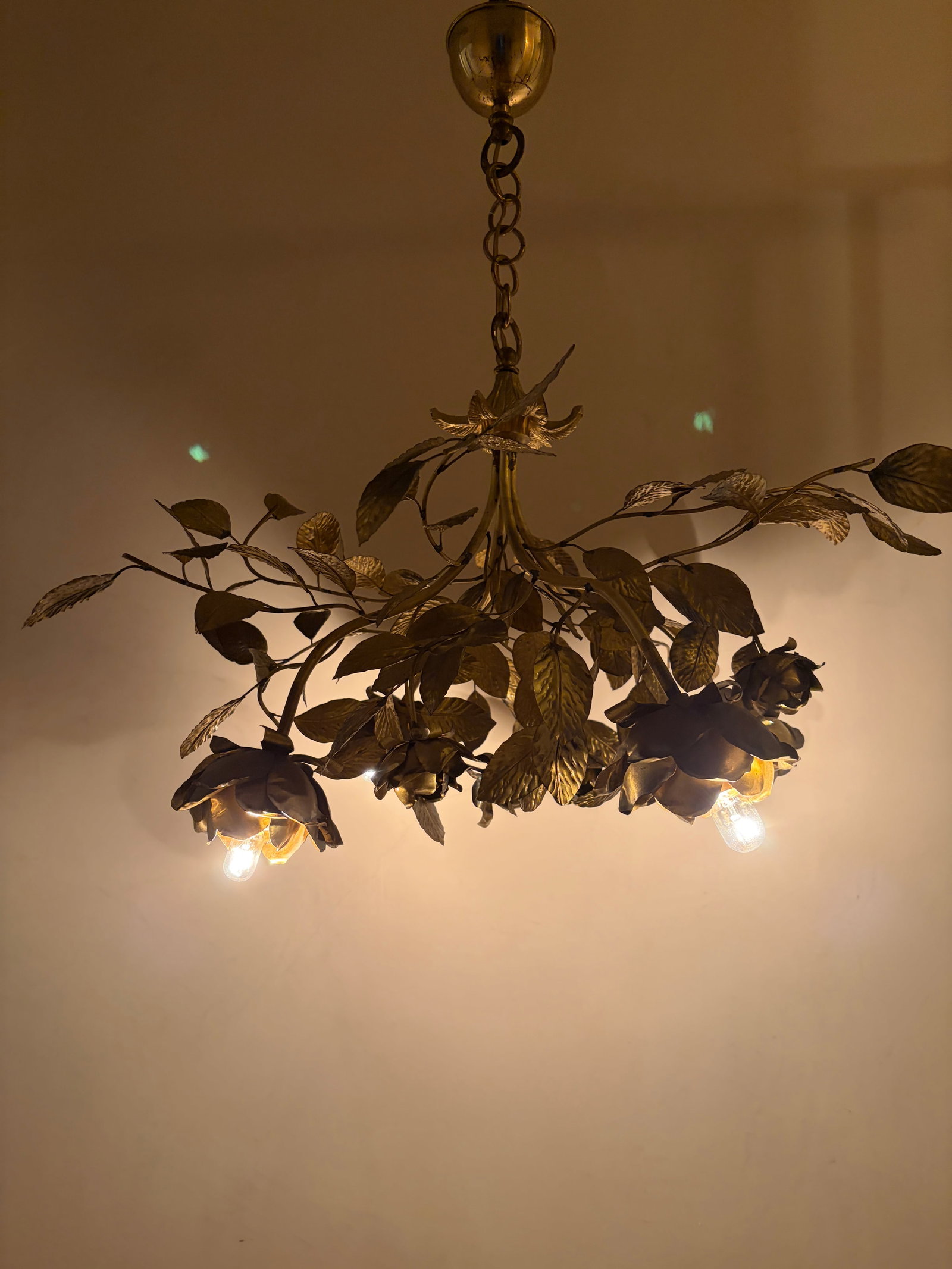 1950s Tole Italian Chandelier From Florence in Brass - 2