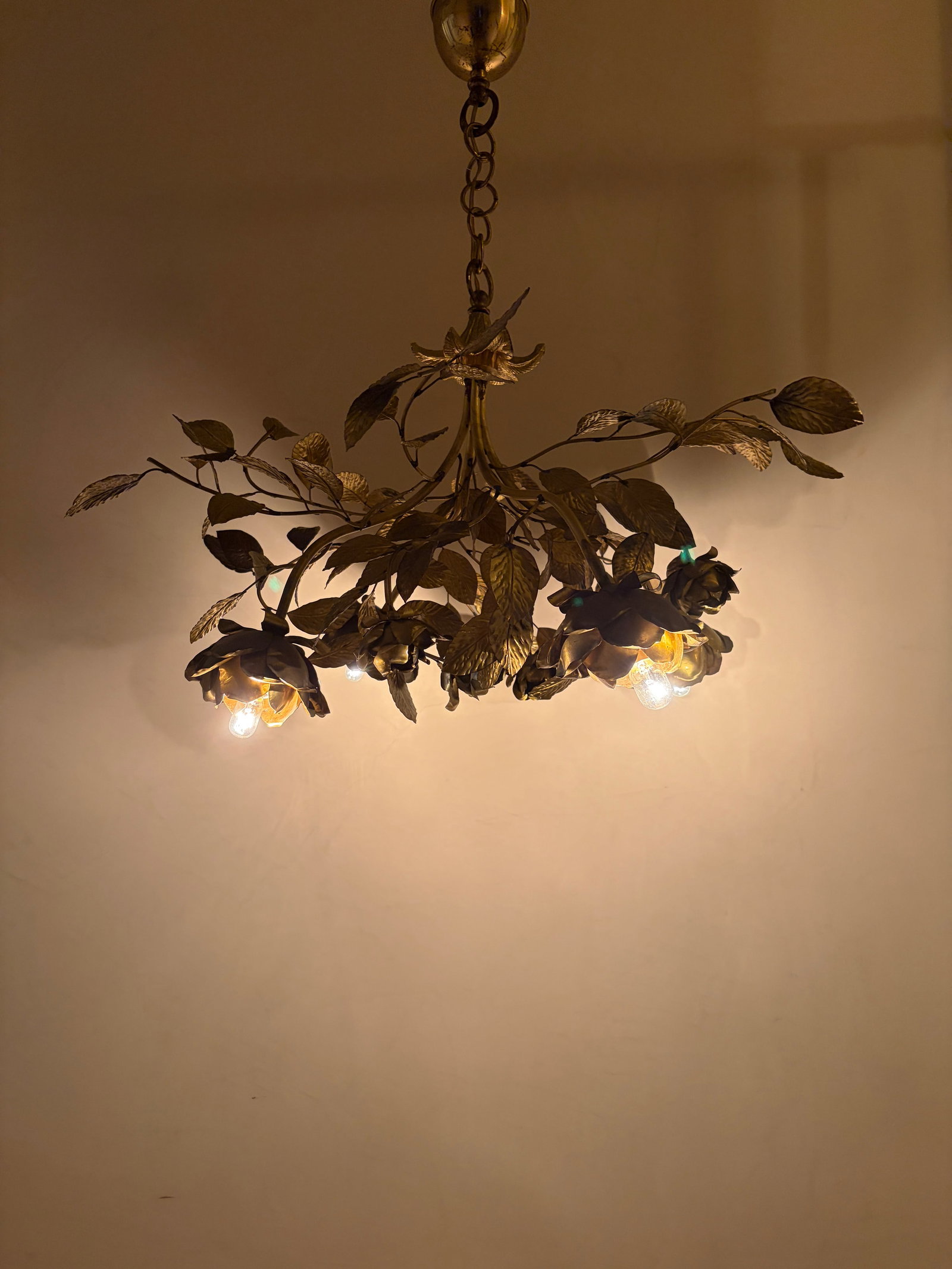 1950s Tole Italian Chandelier From Florence in Brass - 3