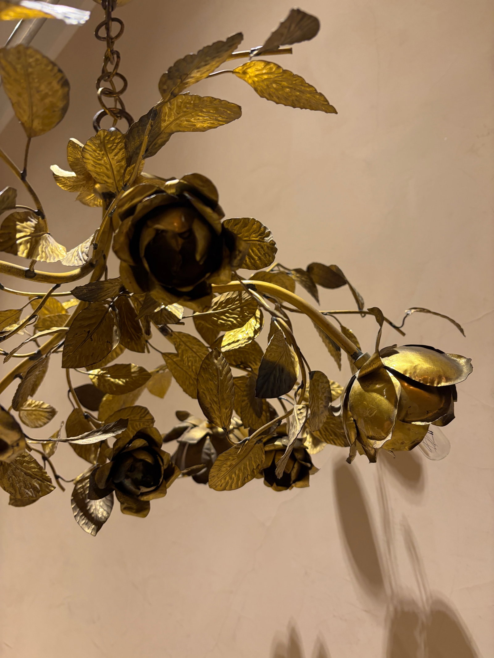 1950s Tole Italian Chandelier From Florence in Brass - 5