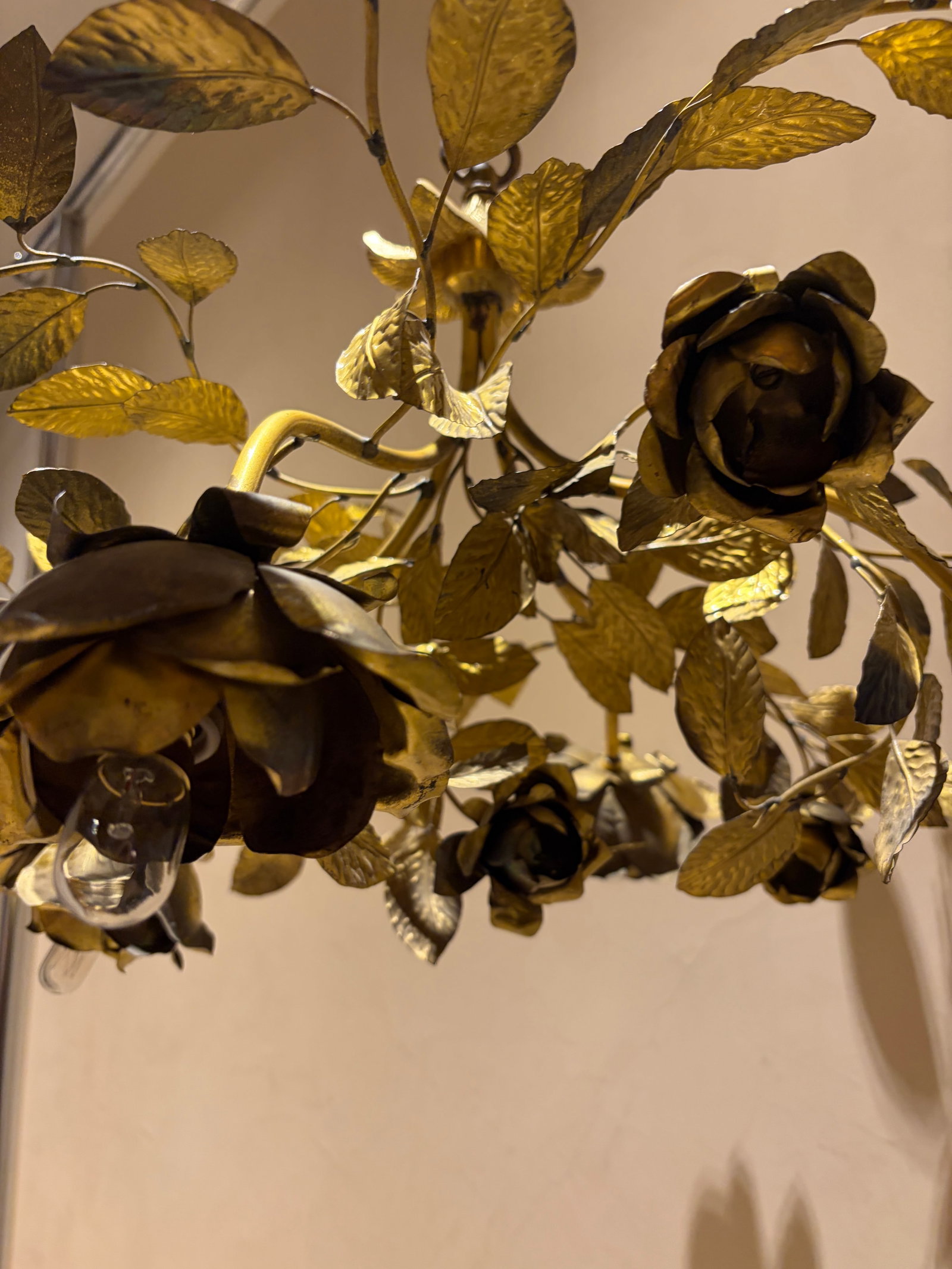 1950s Tole Italian Chandelier From Florence in Brass - 6