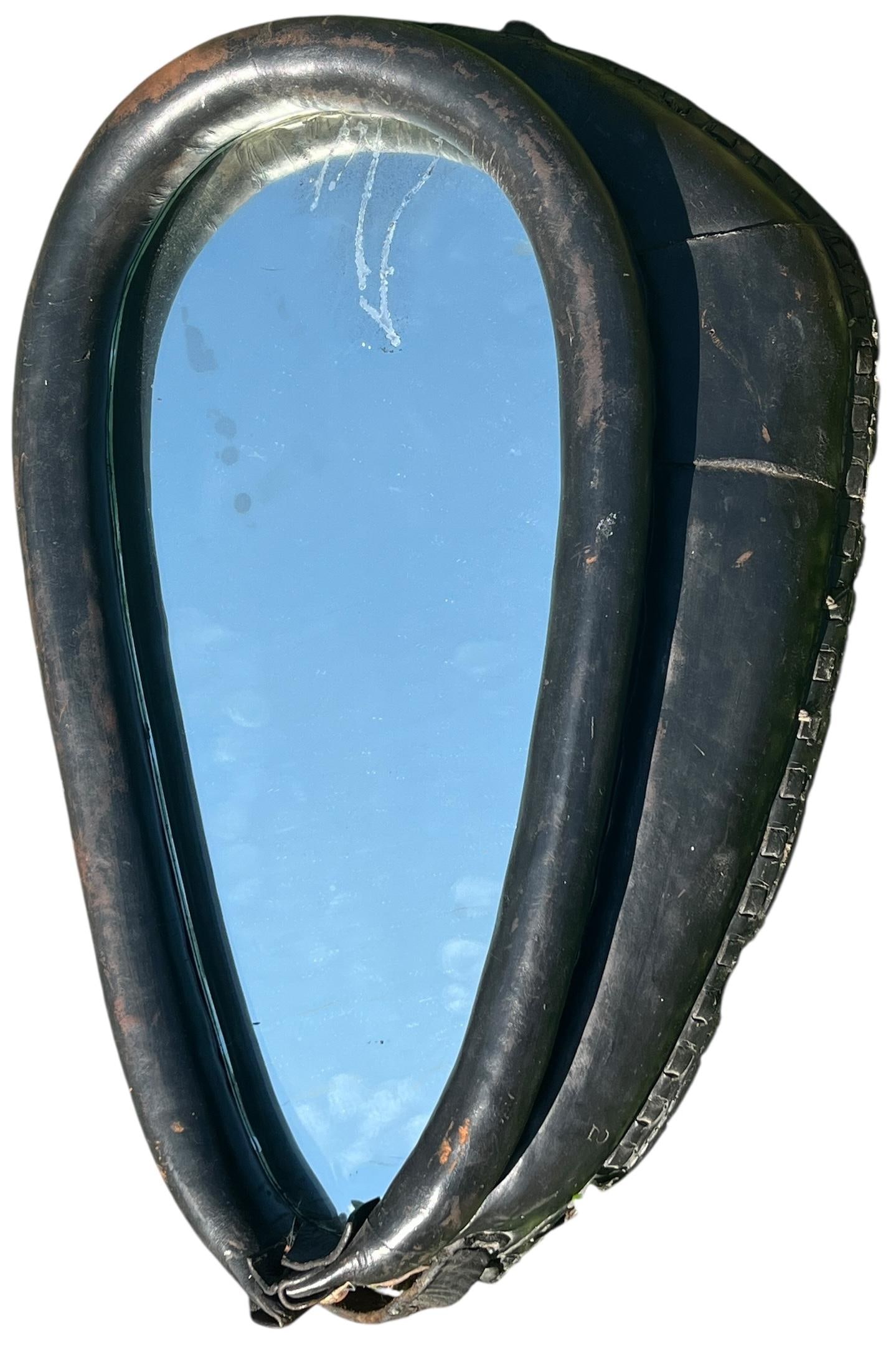 Vintage Horse Dark Brown Light Harness Collar Mirror Rustic American Folk Art Ralph Lauren Style Equ - 2