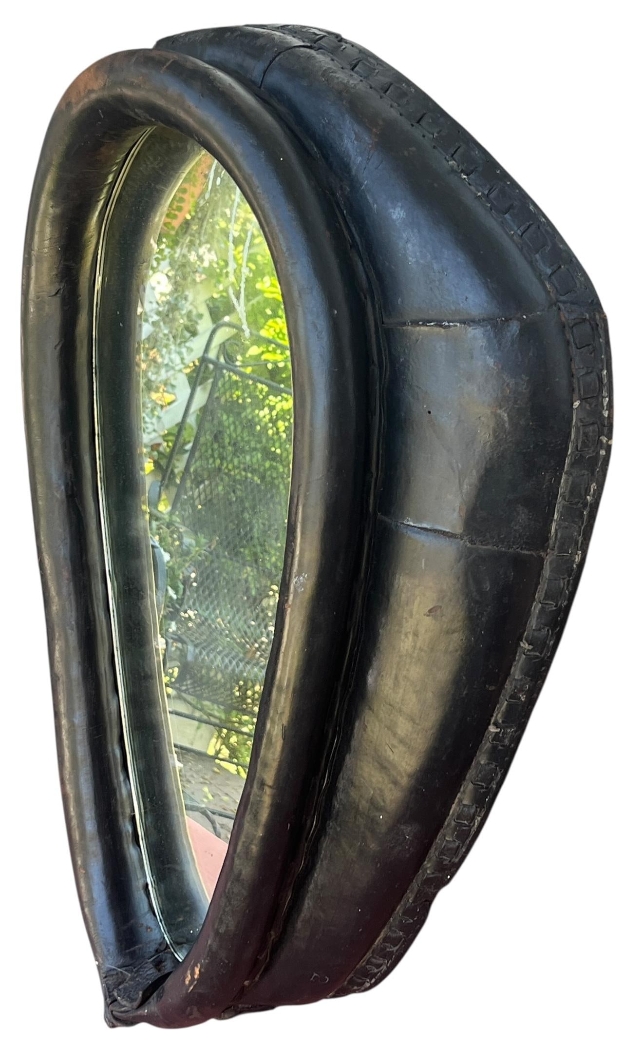 Vintage Horse Dark Brown Light Harness Collar Mirror Rustic American Folk Art Ralph Lauren Style Equ - 3