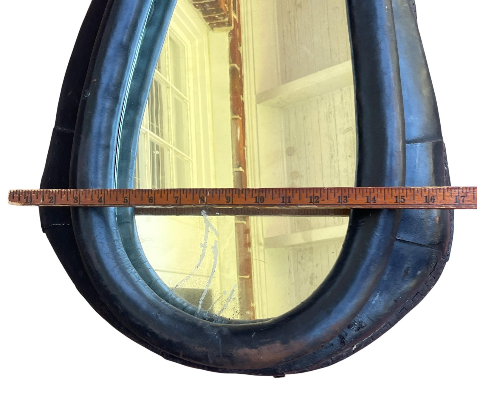 Vintage Horse Dark Brown Light Harness Collar Mirror Rustic American Folk Art Ralph Lauren Style Equ - 6