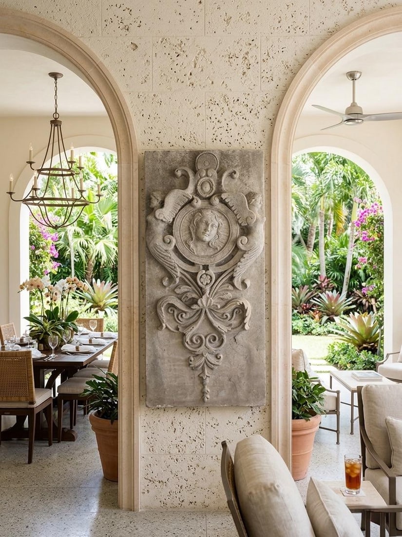 Neoclassical Style Relief-Carved Stone Wall Panel - 6