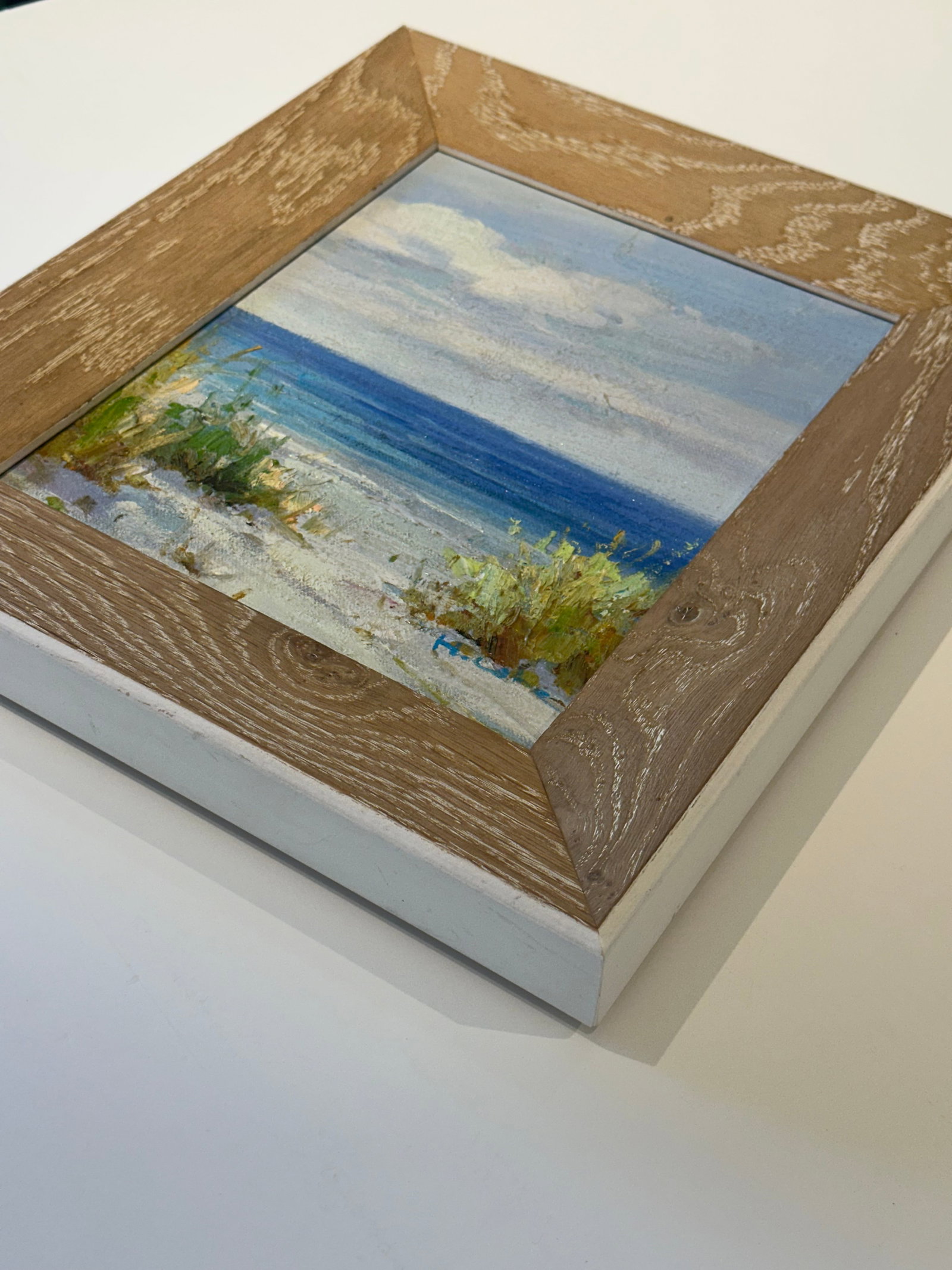Serene Ocean Beach Pathway Scene Oil Painting by H. Cole (Framed) - 4