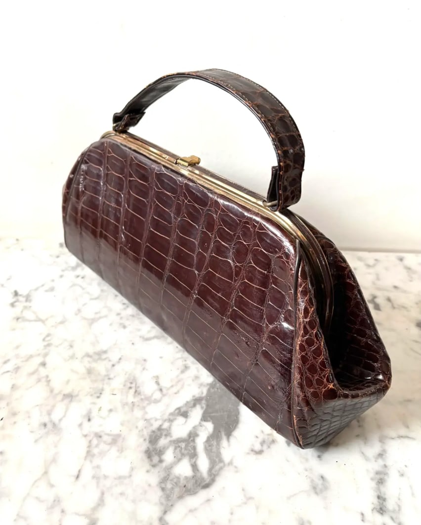 Vintage Leather Faux Corc Handbag - 2