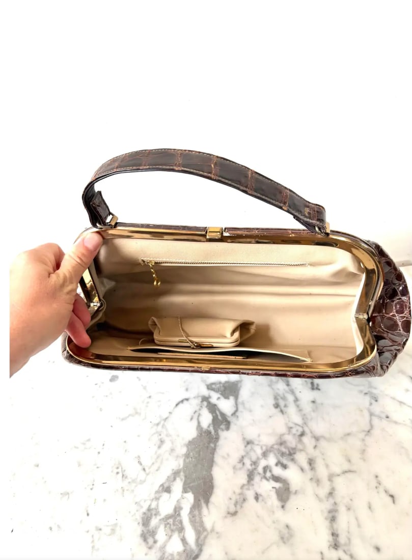 Vintage Leather Faux Corc Handbag - 4