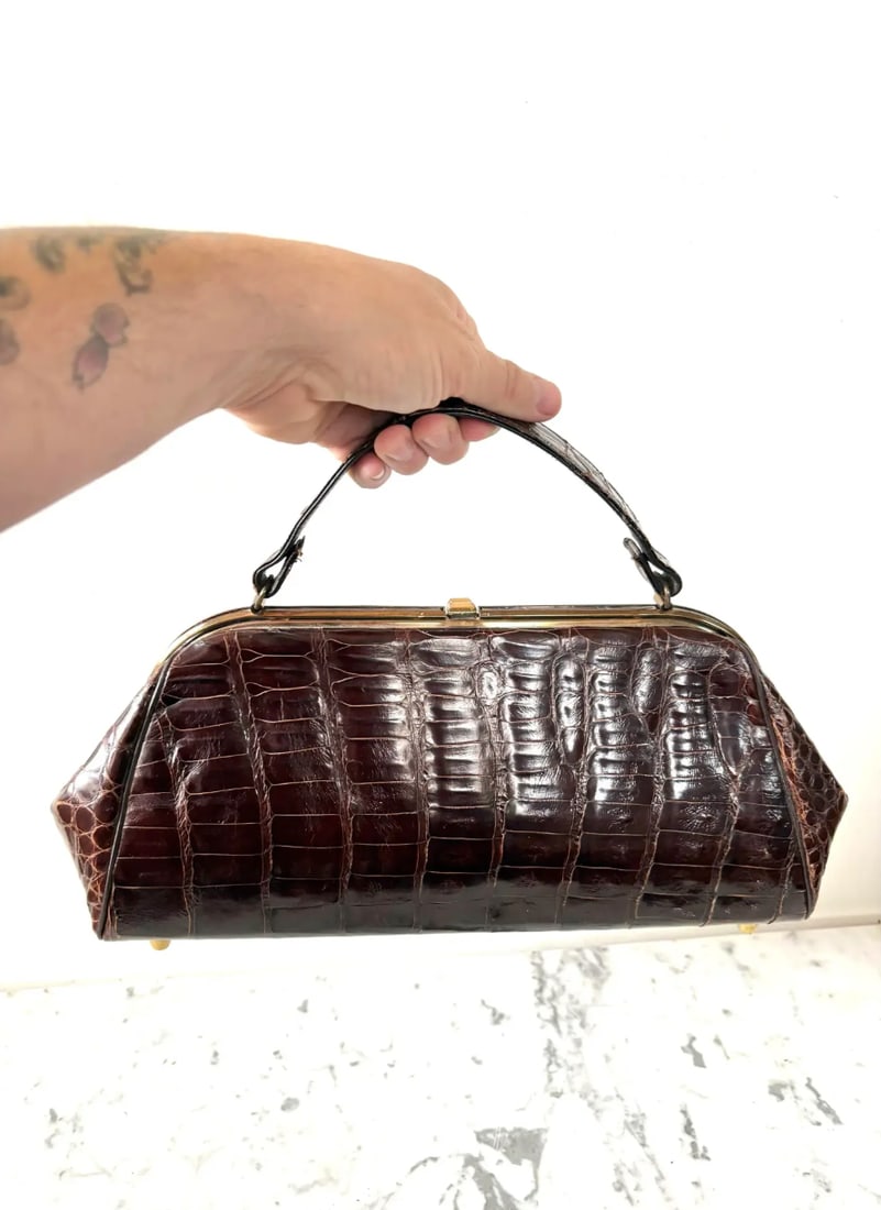 Vintage Leather Faux Corc Handbag - 5