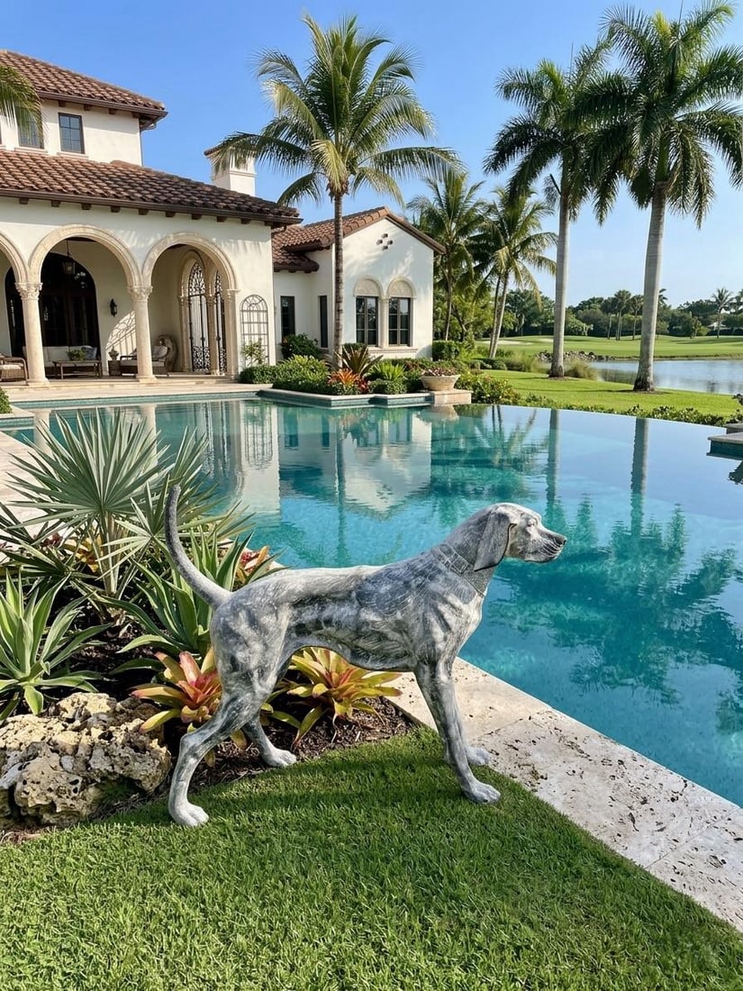 Cast Iron Pointer Dog Sculpture - 10