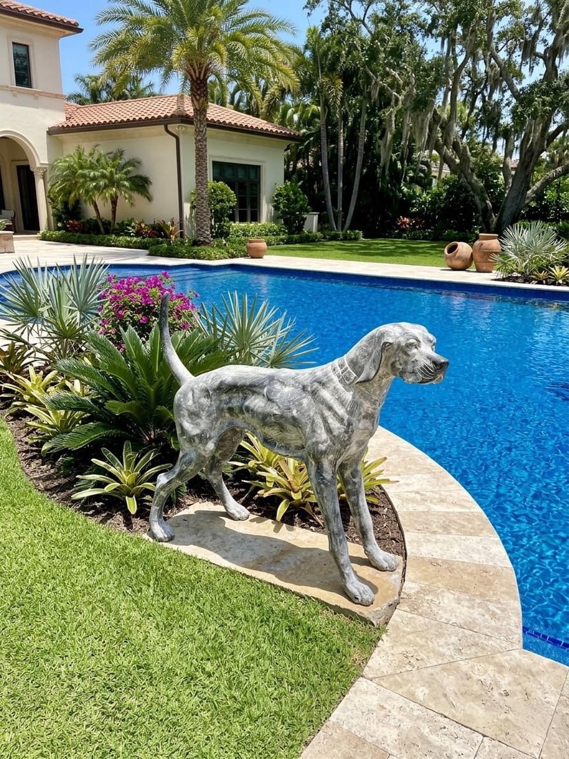 Cast Iron Pointer Dog Sculpture - 11