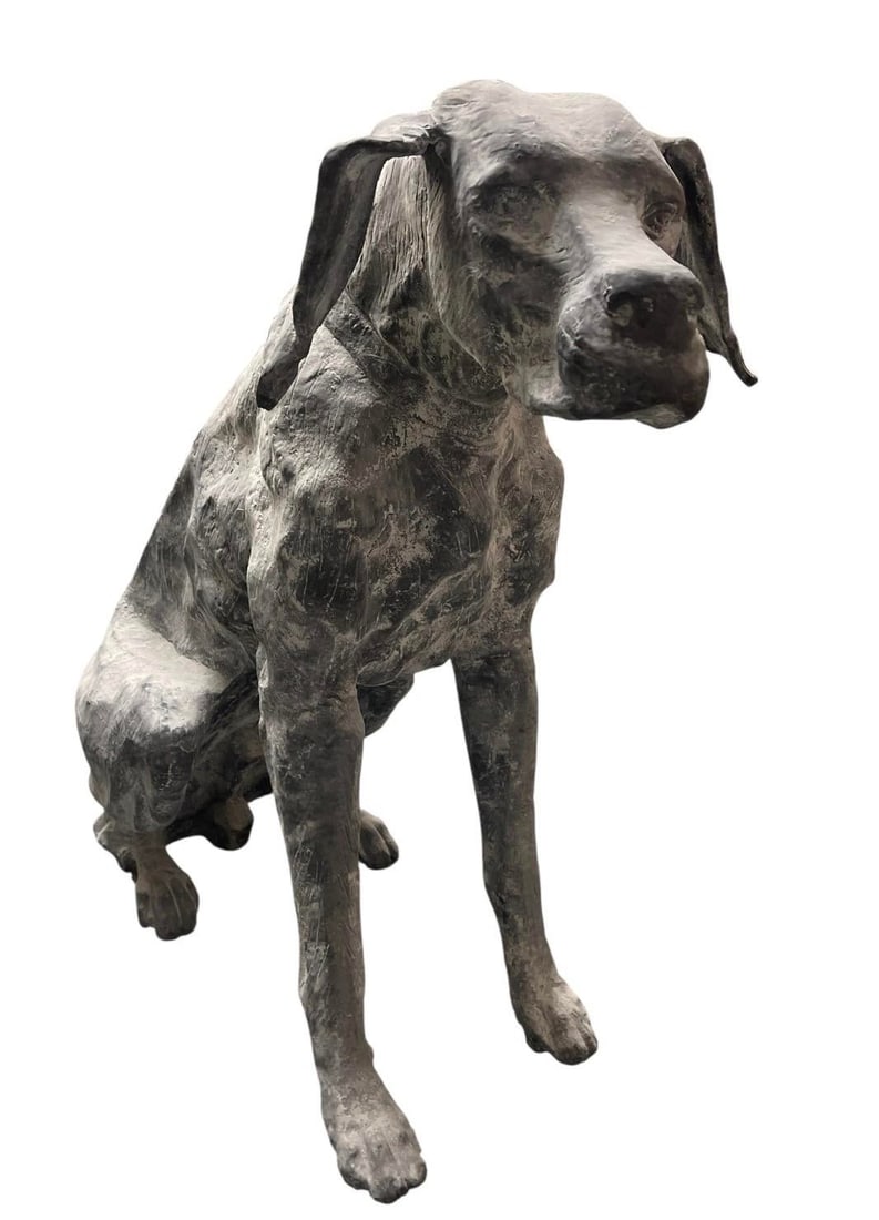 Industrial Modern Seated Hound – Hand-Wrought Steel Sculpture - 2