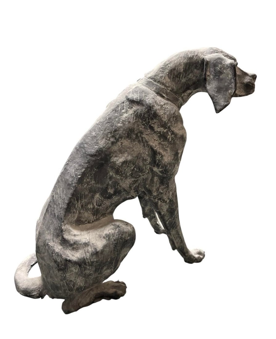 Industrial Modern Seated Hound – Hand-Wrought Steel Sculpture - 4