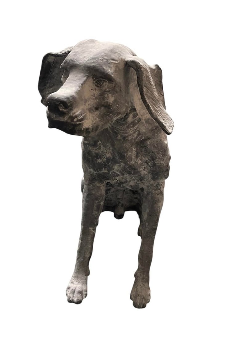 Industrial Modern Seated Hound – Hand-Wrought Steel Sculpture - 5