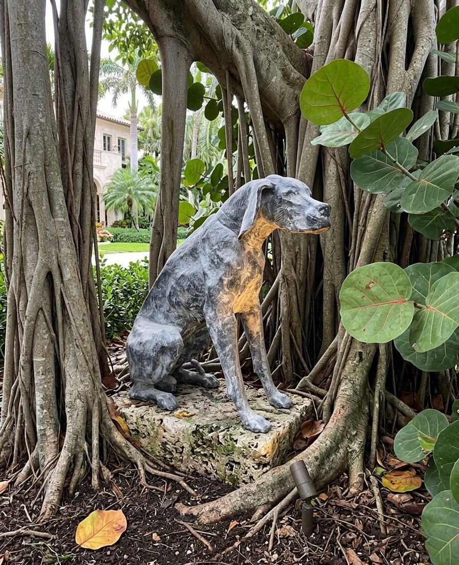 Industrial Modern Seated Hound – Hand-Wrought Steel Sculpture - 7