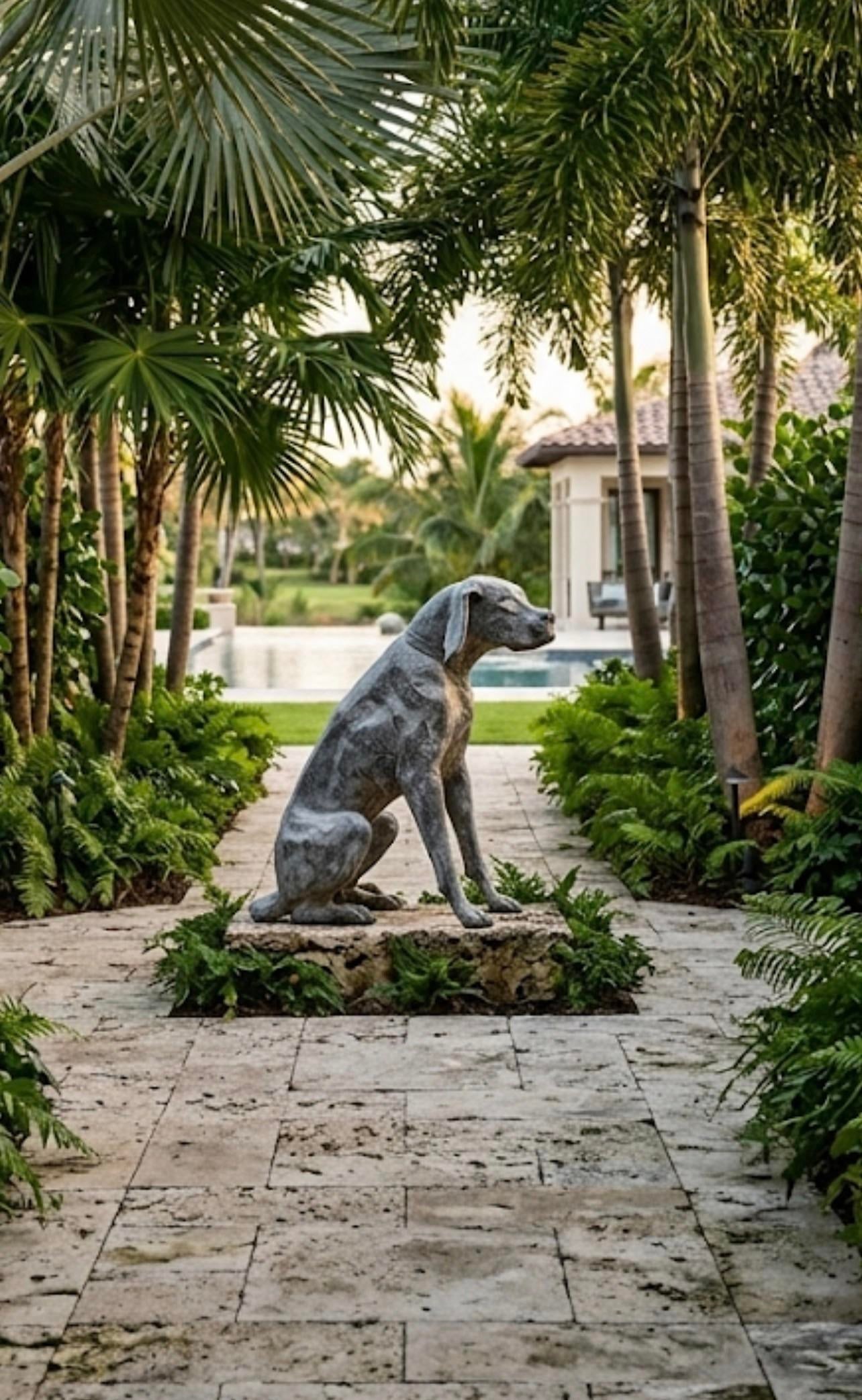 Industrial Modern Seated Hound – Hand-Wrought Steel Sculpture - 9