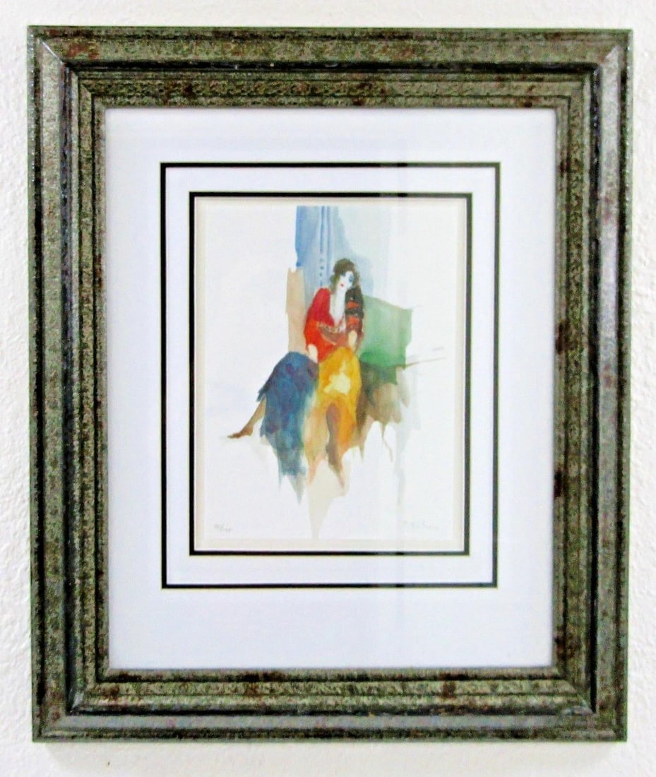 1990s Itzchak Tarkay Pencil Signed and Numbered Lithograph Seated Bohemian Woman - 2
