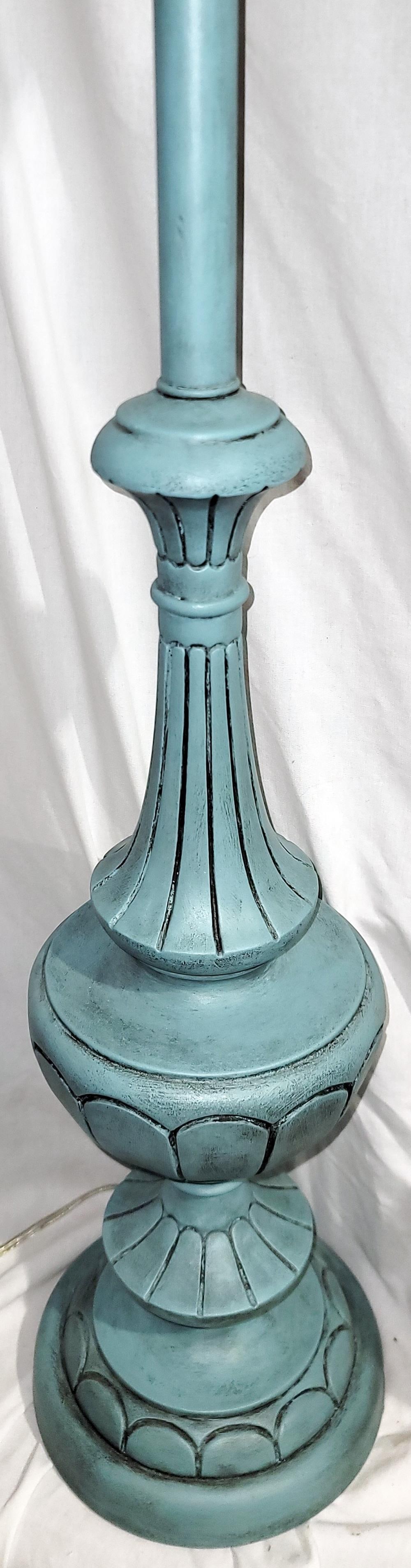 Mid 20th Century Painted Torchiere Table Lamps - a Pair - 4