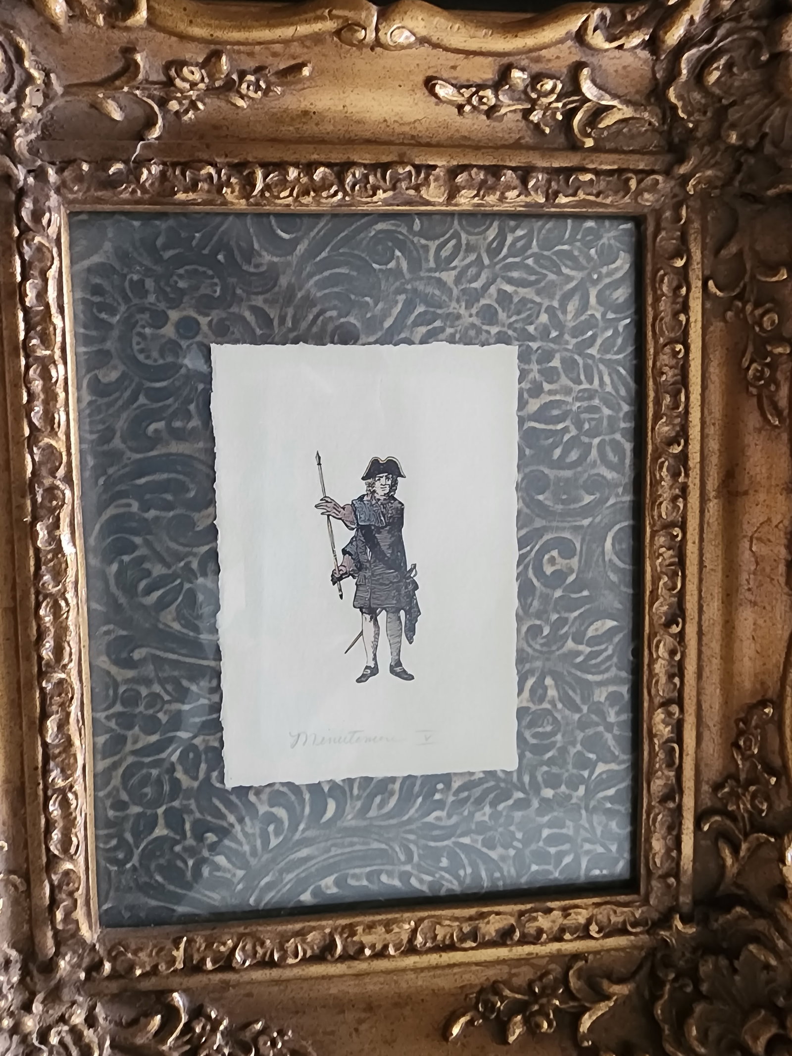 Beautifully Framed Color Etchings of "The Minutemen" Reproduction - Set of 4 - 4