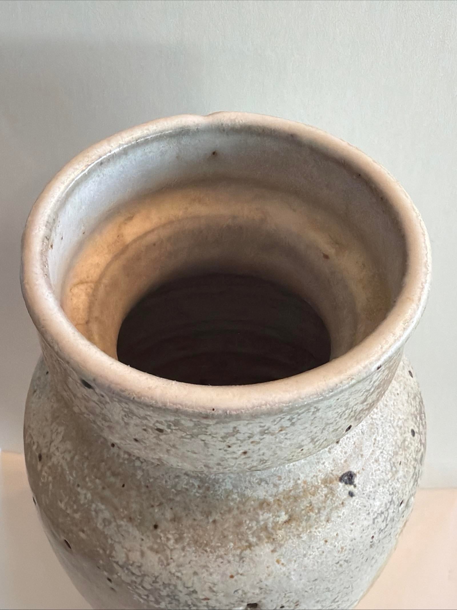 1970s MCM Mischa Kallis Studio Pottery Vase 10" Signed Ash Glaze Schindler Hollywood - 2