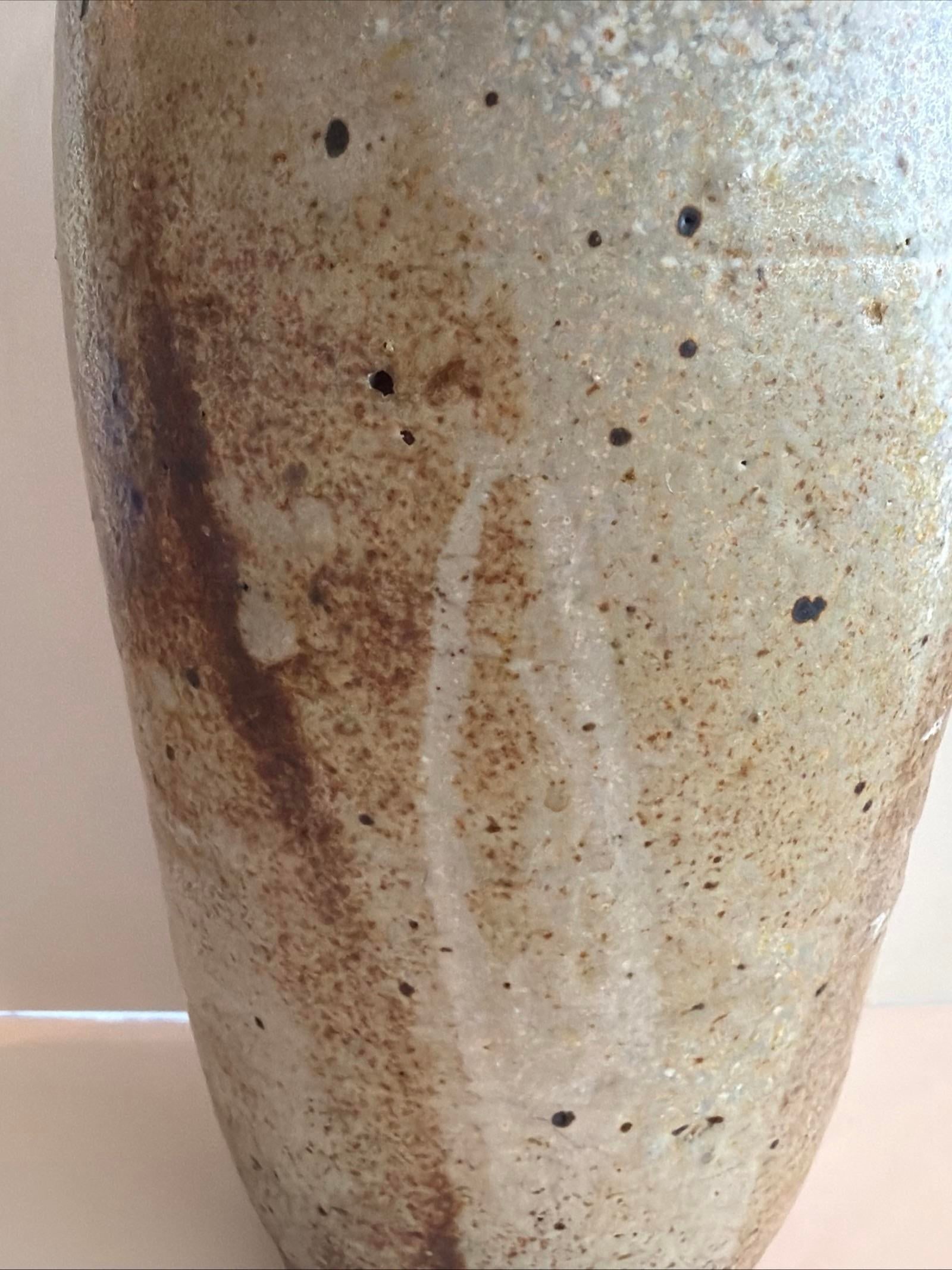 1970s MCM Mischa Kallis Studio Pottery Vase 10" Signed Ash Glaze Schindler Hollywood - 3