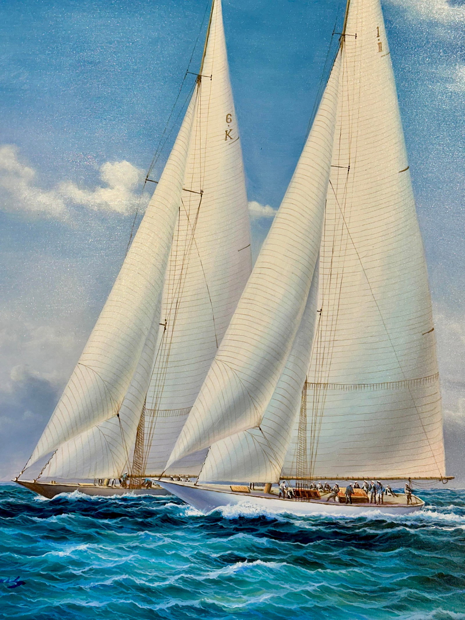 Racing Sailboats Maritime Nautical Seascape Painting by Matt Thomas, 2025 - 2