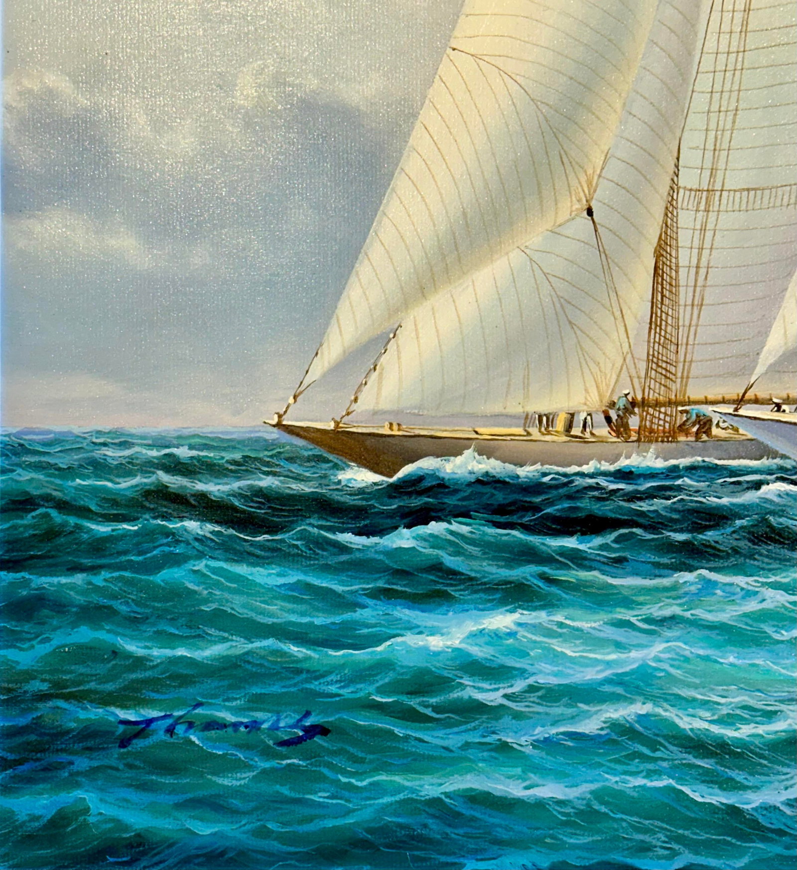 Racing Sailboats Maritime Nautical Seascape Painting by Matt Thomas, 2025 - 3