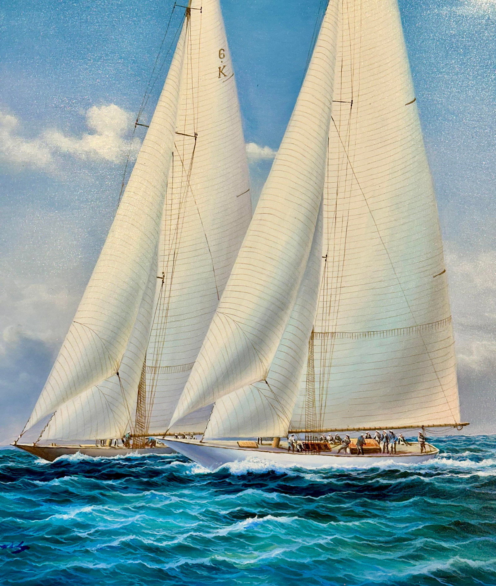 Racing Sailboats Maritime Nautical Seascape Painting by Matt Thomas, 2025 - 4