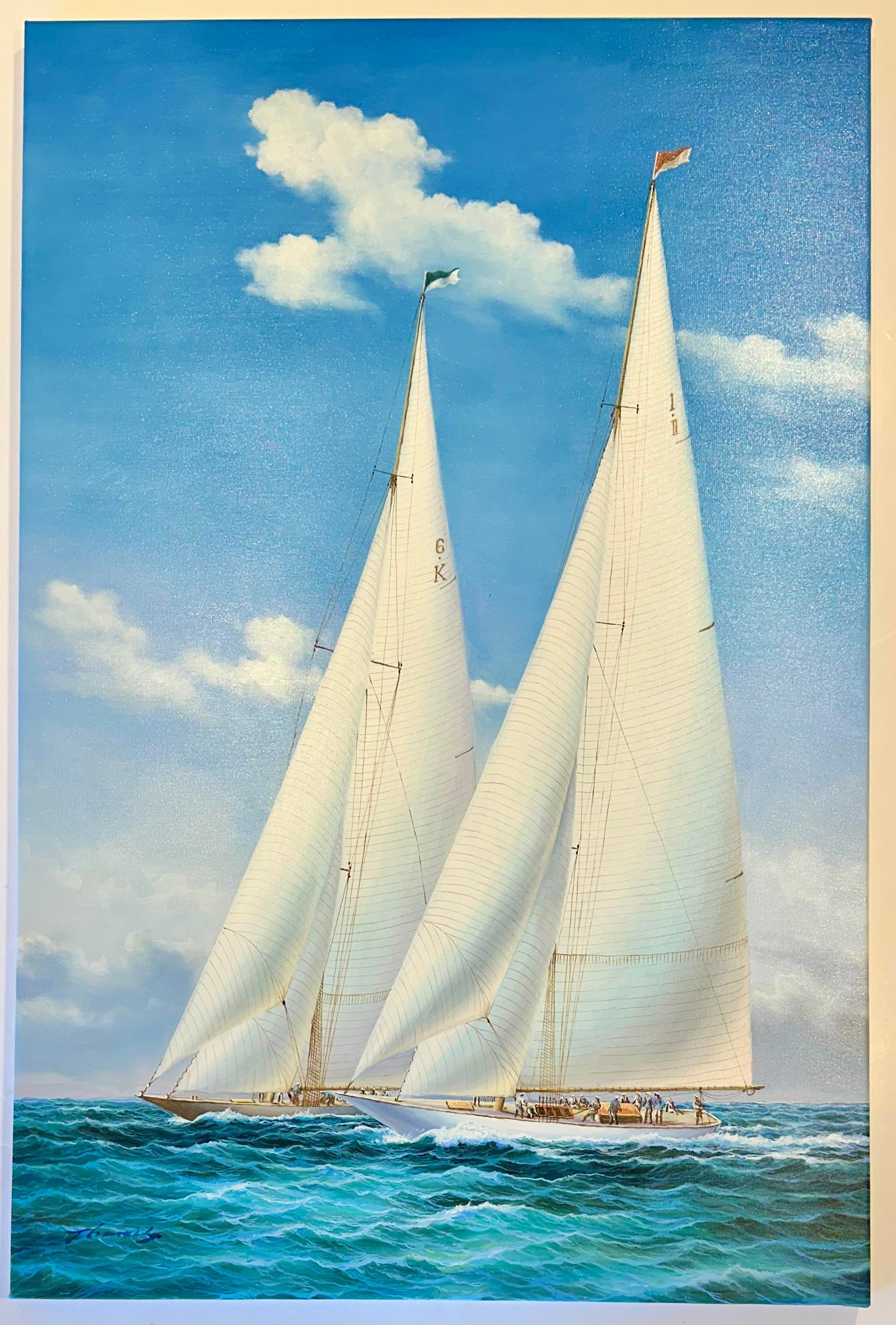 Racing Sailboats Maritime Nautical Seascape Painting by Matt Thomas, 2025 - 6