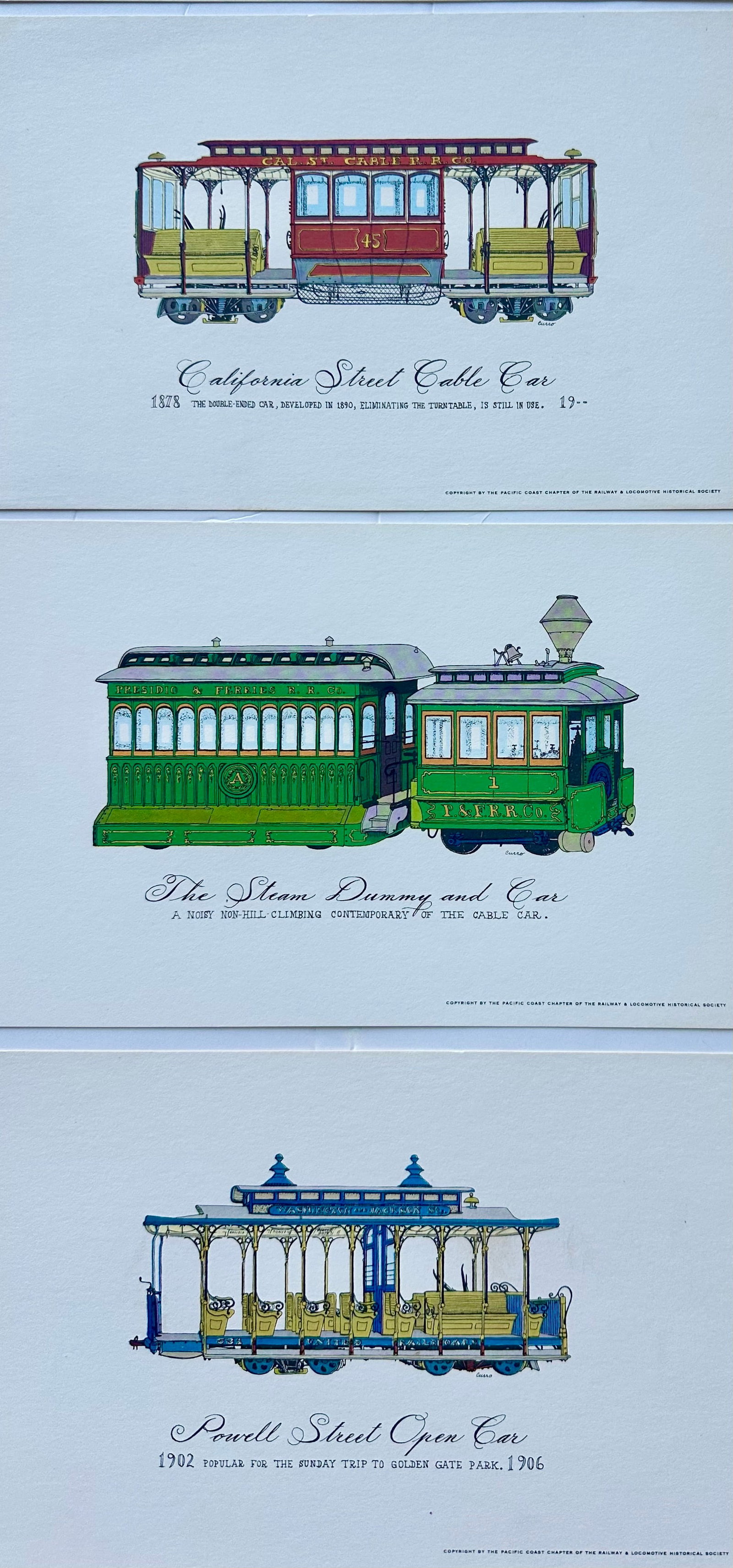 Vintage San Francisco Cable Car & Streetcar Lithograph "” Set of 10 Prints - 4