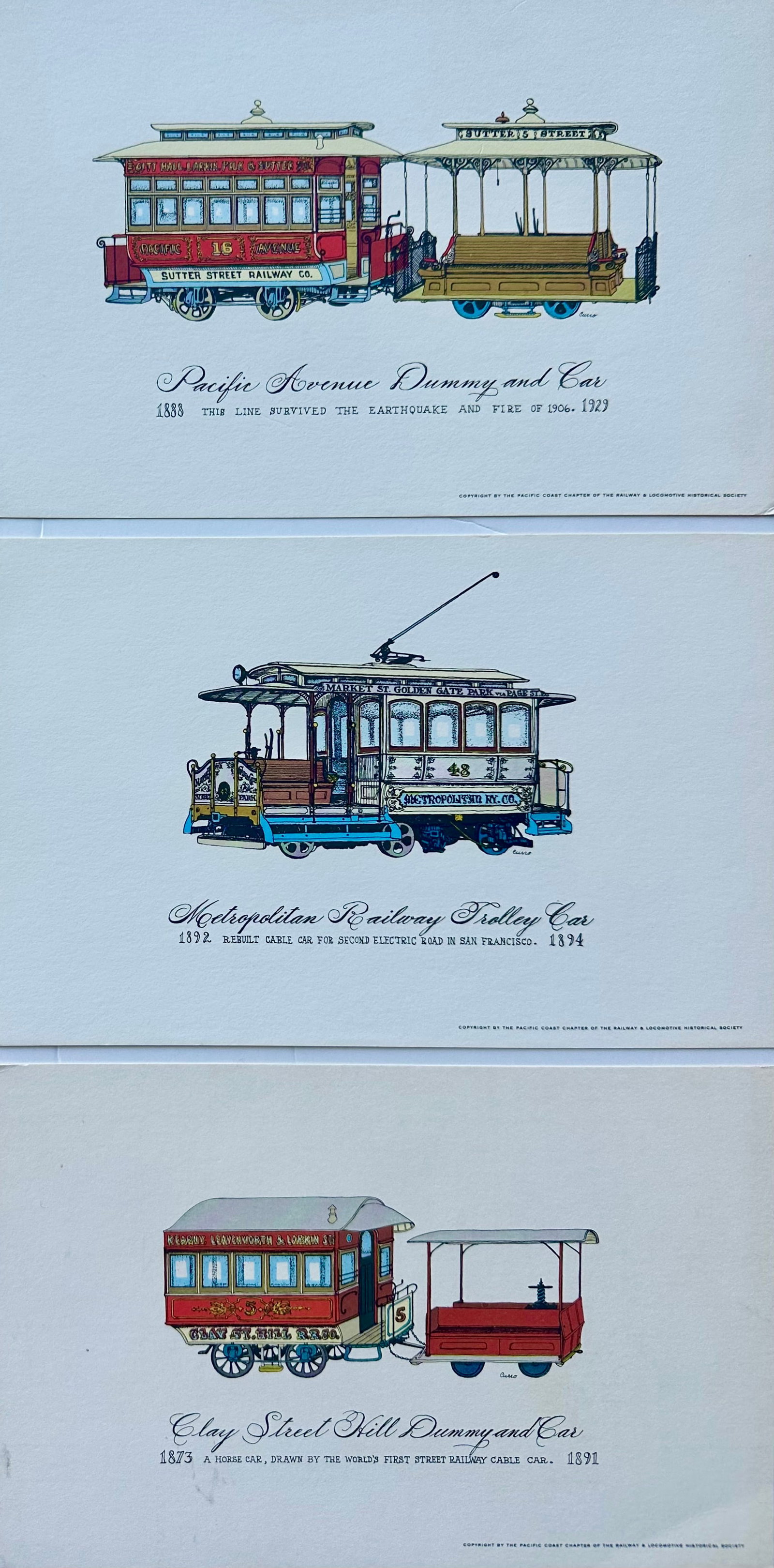Vintage San Francisco Cable Car & Streetcar Lithograph "” Set of 10 Prints - 5