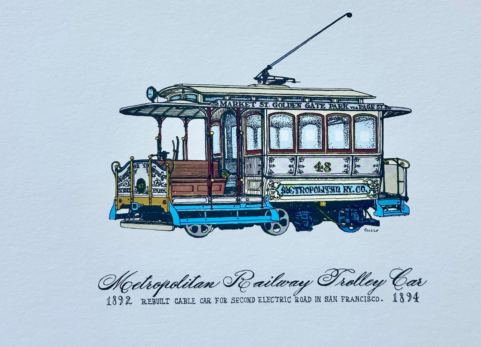 Vintage San Francisco Cable Car & Streetcar Lithograph "” Set of 10 Prints - 8