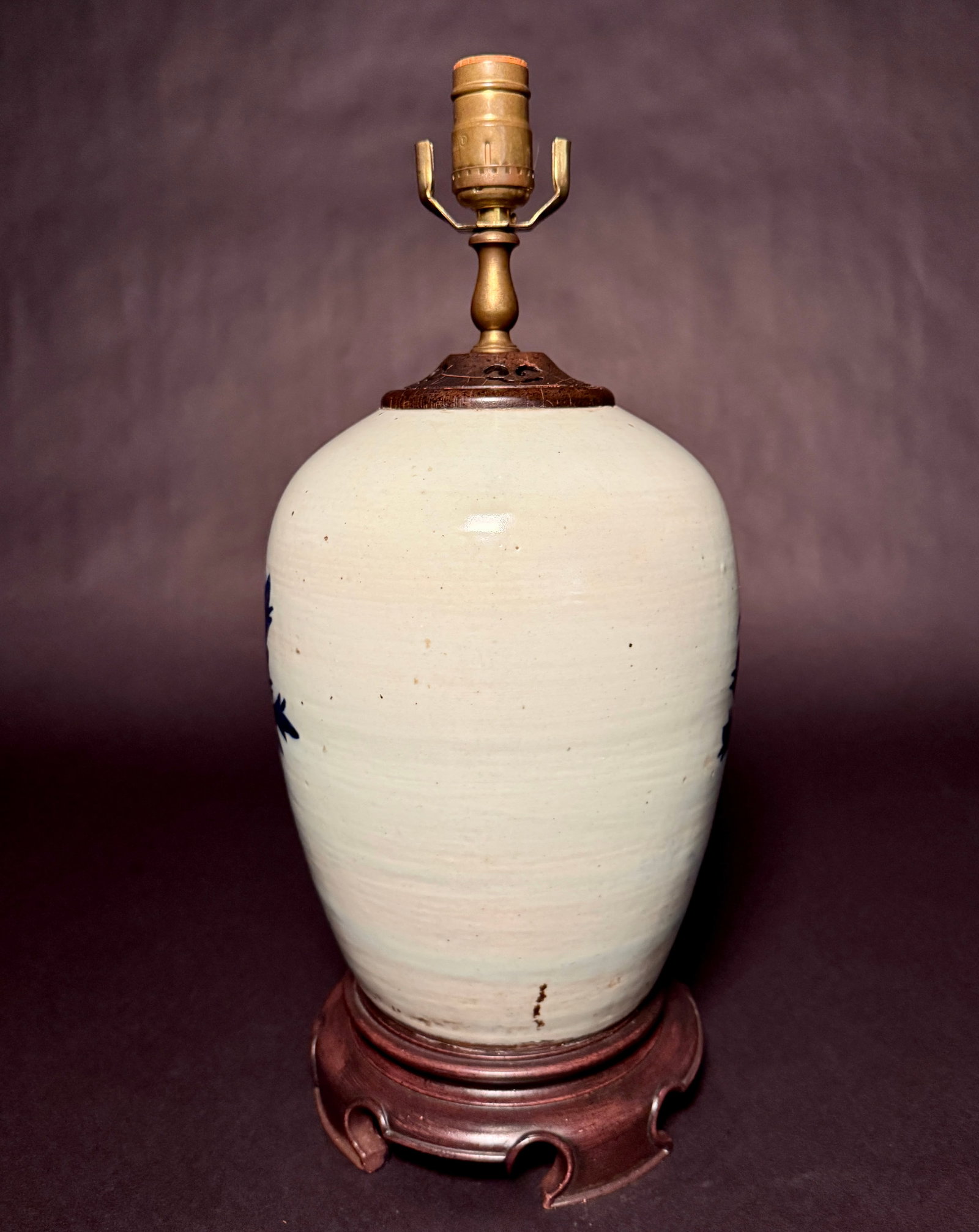 19th Century Chinese Celadon, Blue and White Porcelain Lamp - 4