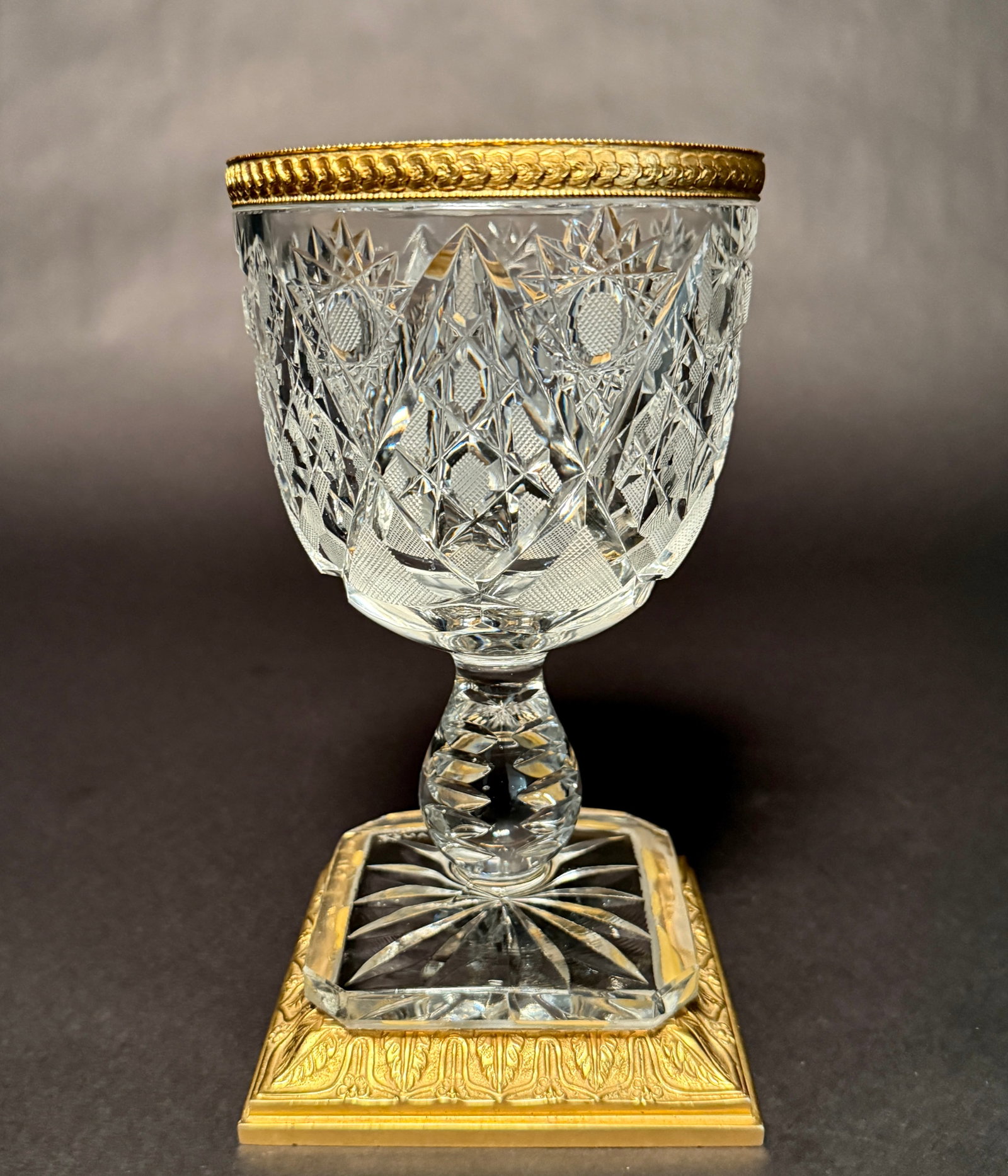 French Cut Crystal and Ormolu Compote - 2