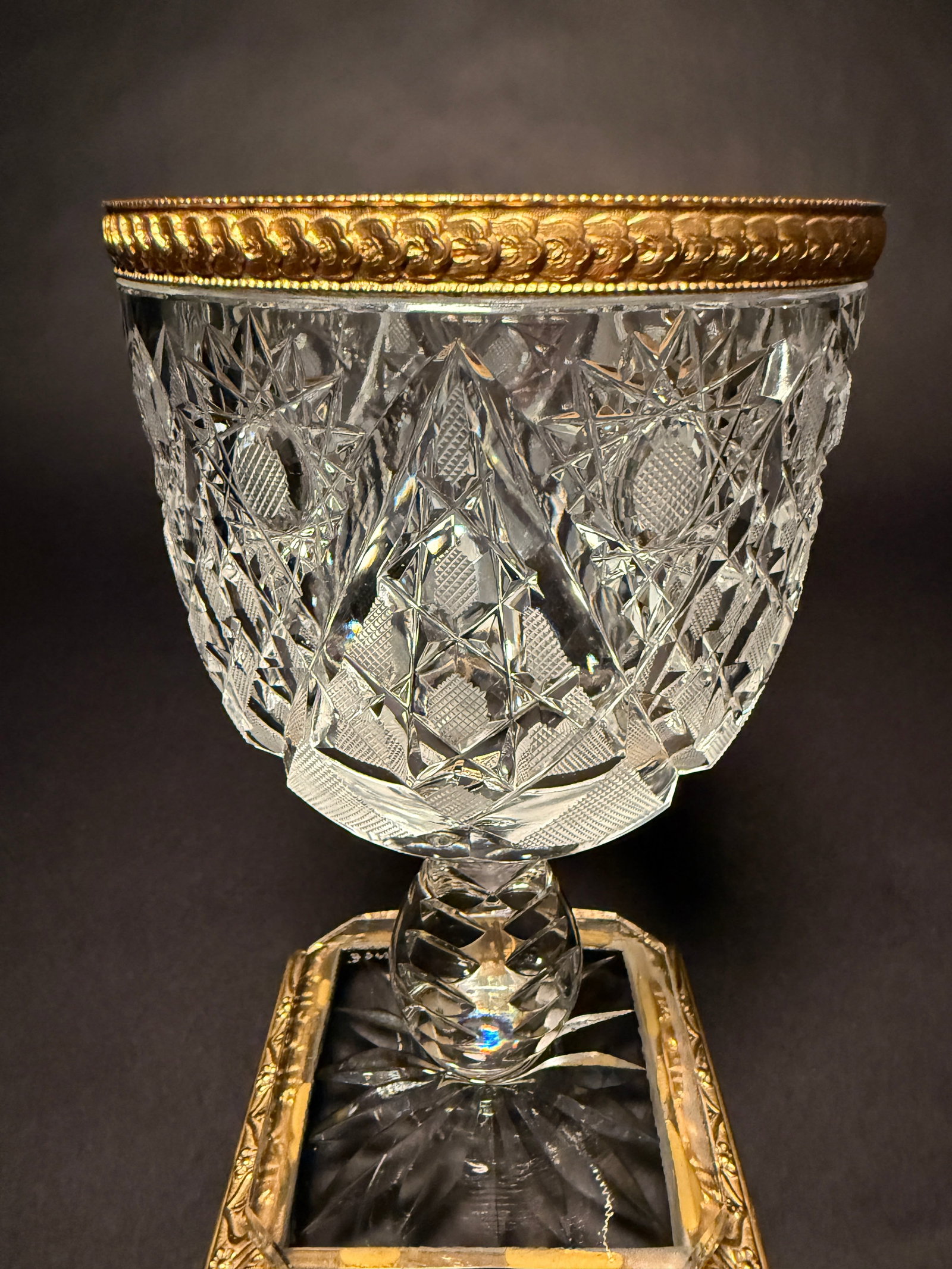 French Cut Crystal and Ormolu Compote - 3