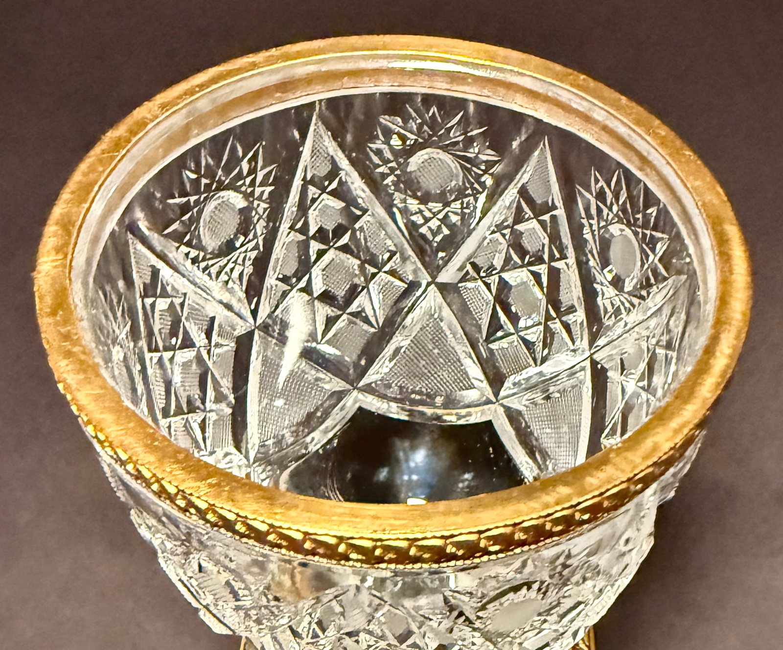 French Cut Crystal and Ormolu Compote - 6