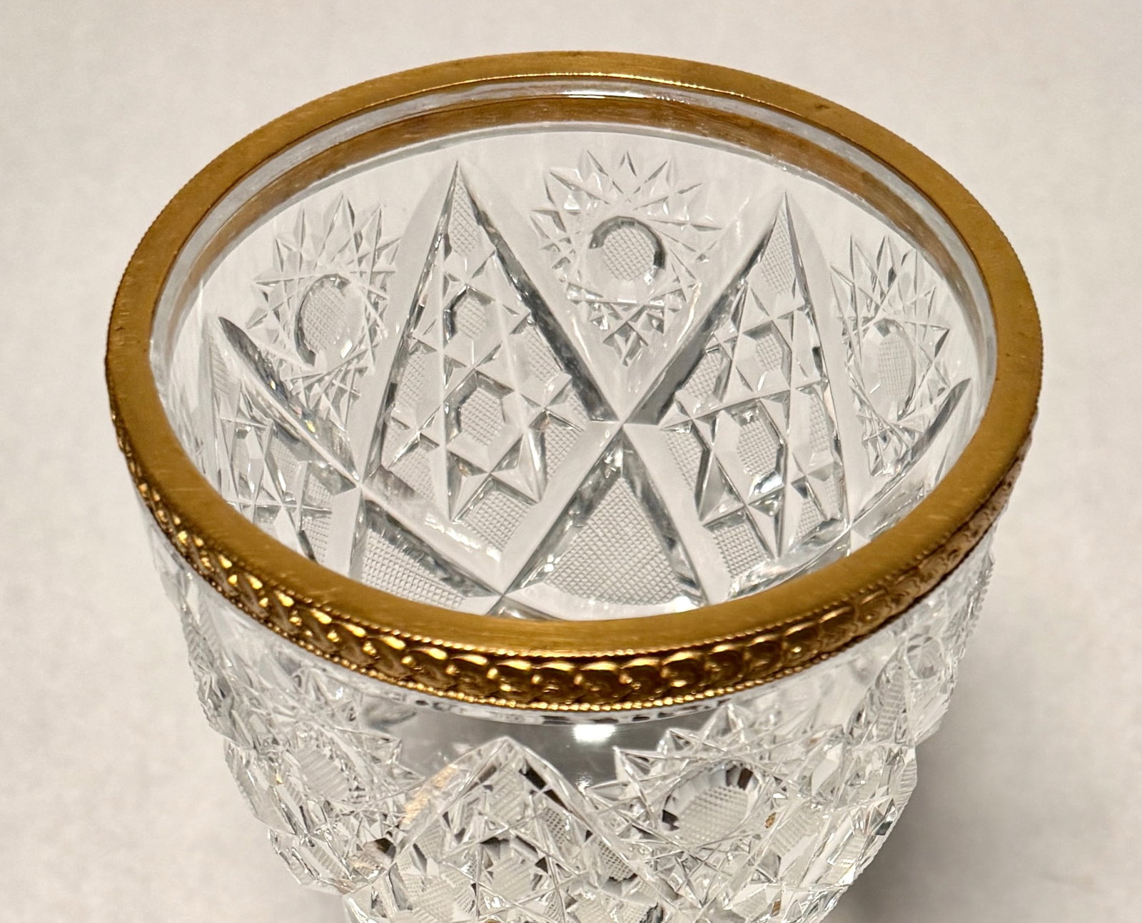 French Cut Crystal and Ormolu Compote - 7