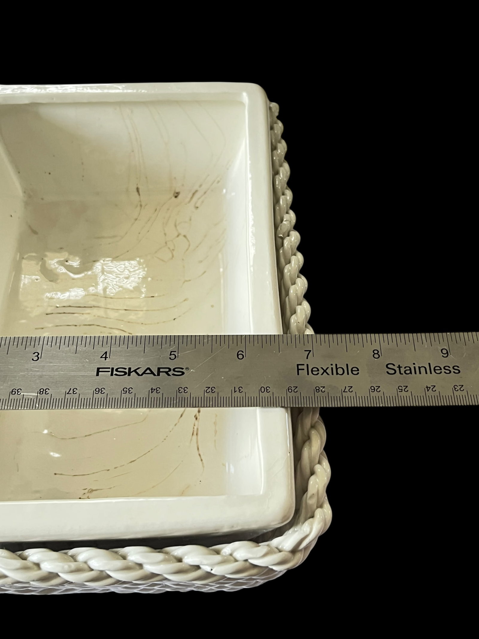 1950s Italian Handmade White Ceramic Jardinier Cache Pot Planter With Trellis (Treillage) Design - 8