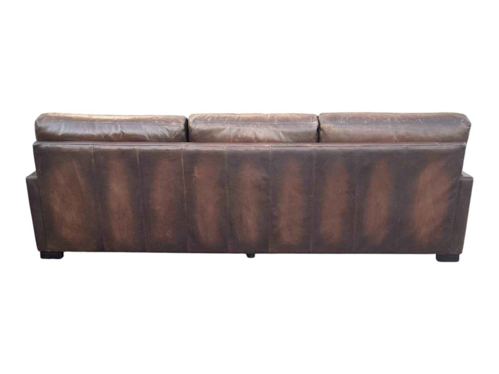 1980s Large Deep-Seated Two-Tone Brown Leather Sofa With Vintage Patina - 11