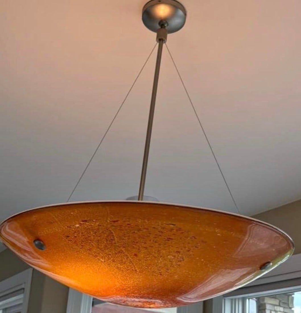 Meyda Lighting (From the Metro Fusion Collection)-Fused Amber Art Glass 30" Inverted Bowl Chandeli - 2
