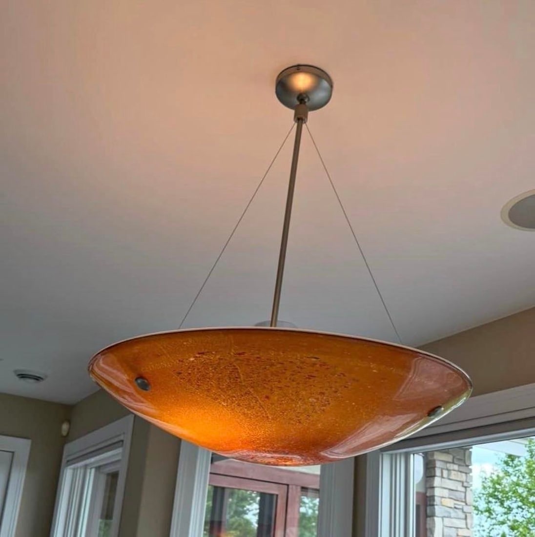 Meyda Lighting (From the Metro Fusion Collection)-Fused Amber Art Glass 30" Inverted Bowl Chandeli - 9